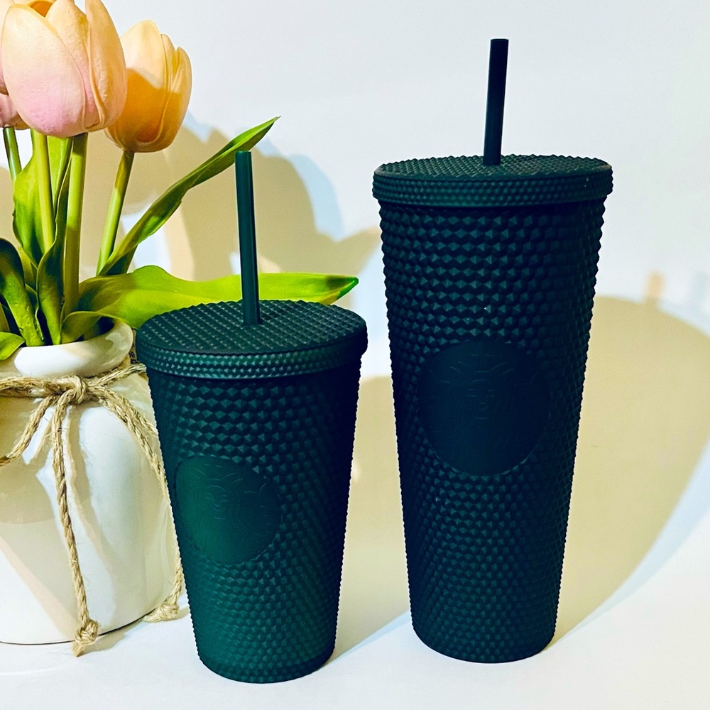 Starbucks Deep Green Soft Touch studded Cups